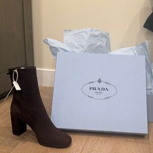 Prada Women's Dark Brown Heeled Boots
